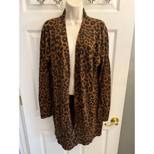 Sanctuary M Lenox Animal Print Open Front Duster Cardigan Sweater